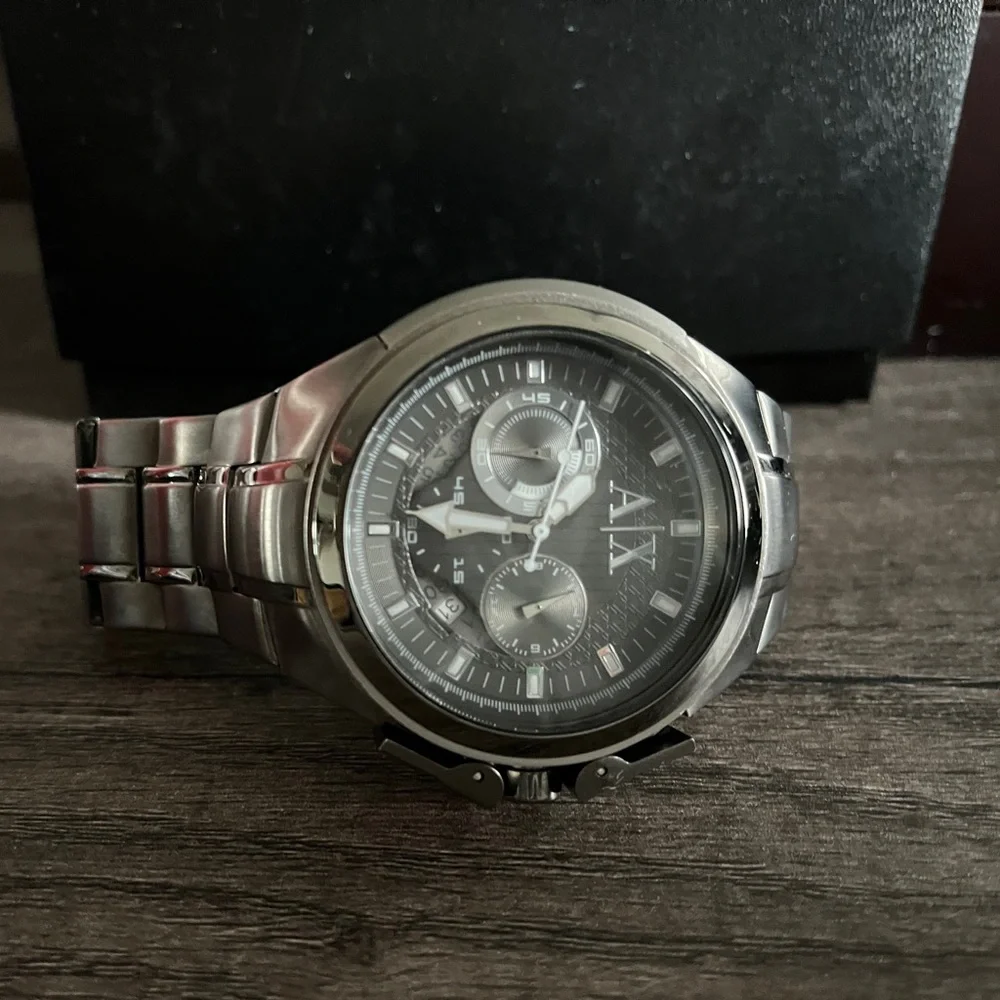 Armani Exchange Chronograph Grey Dial Stainless Steel Mens Watch - Picture 3 of 5